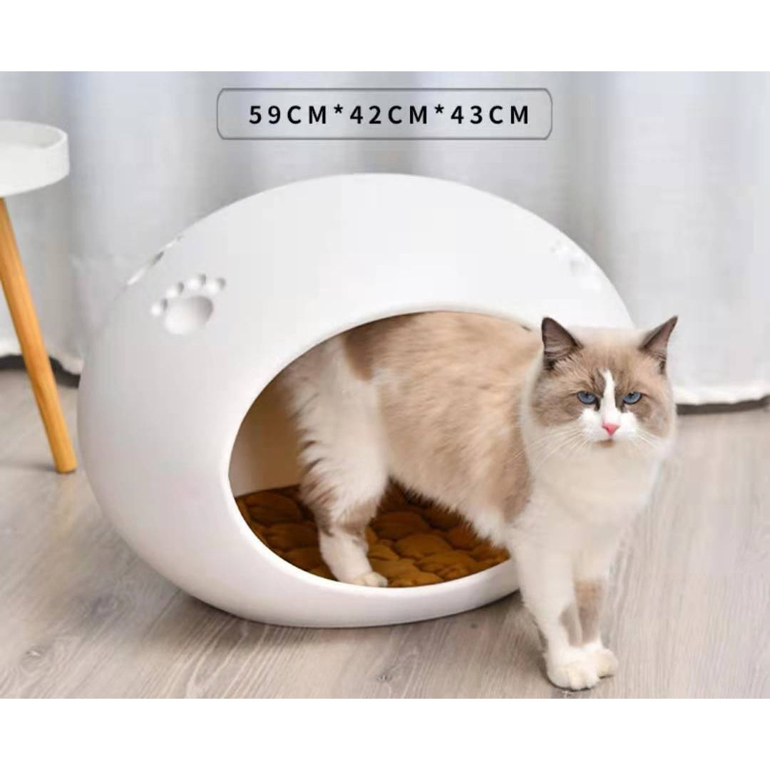 Medium Cave Cat Kitten Box Igloo Cat Bed House Dog Puppy House White