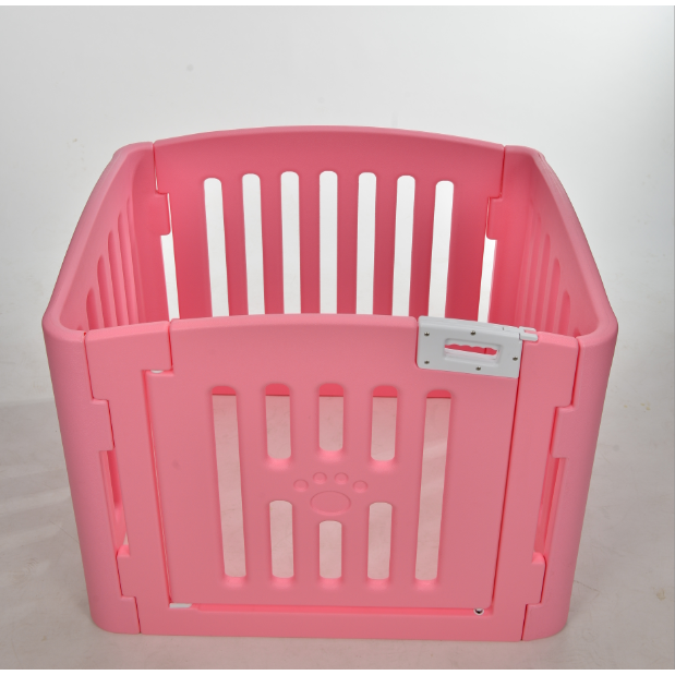 4 Panel Plastic Pet Pen Pet Foldable Fence Dog Fence Enclosure With Gate Pink