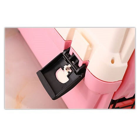 Medium Portable Plastic Dog Cat Pet Pets Carrier Travel Cage With Tray-Pink
