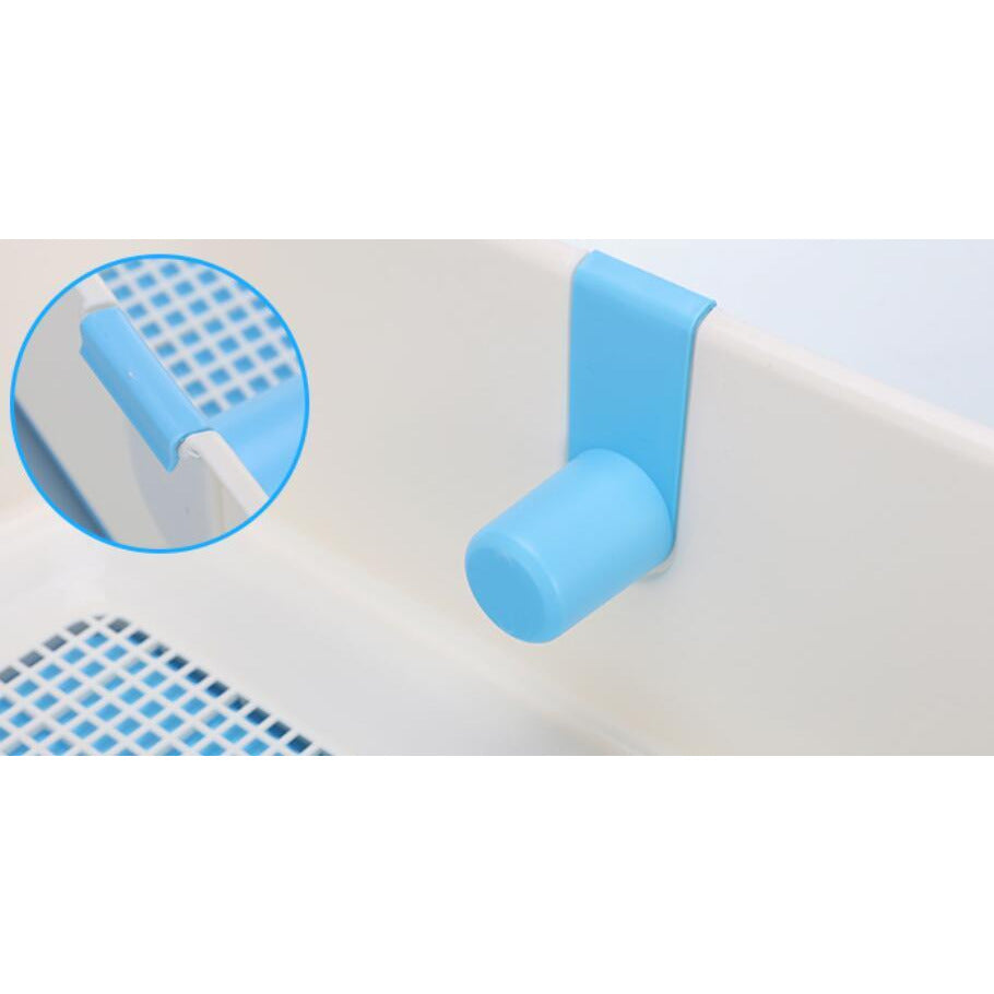 Medium Portable Dog Potty Training Tray Pet Puppy Toilet Trays Loo Pad Mat With Wall Blue
