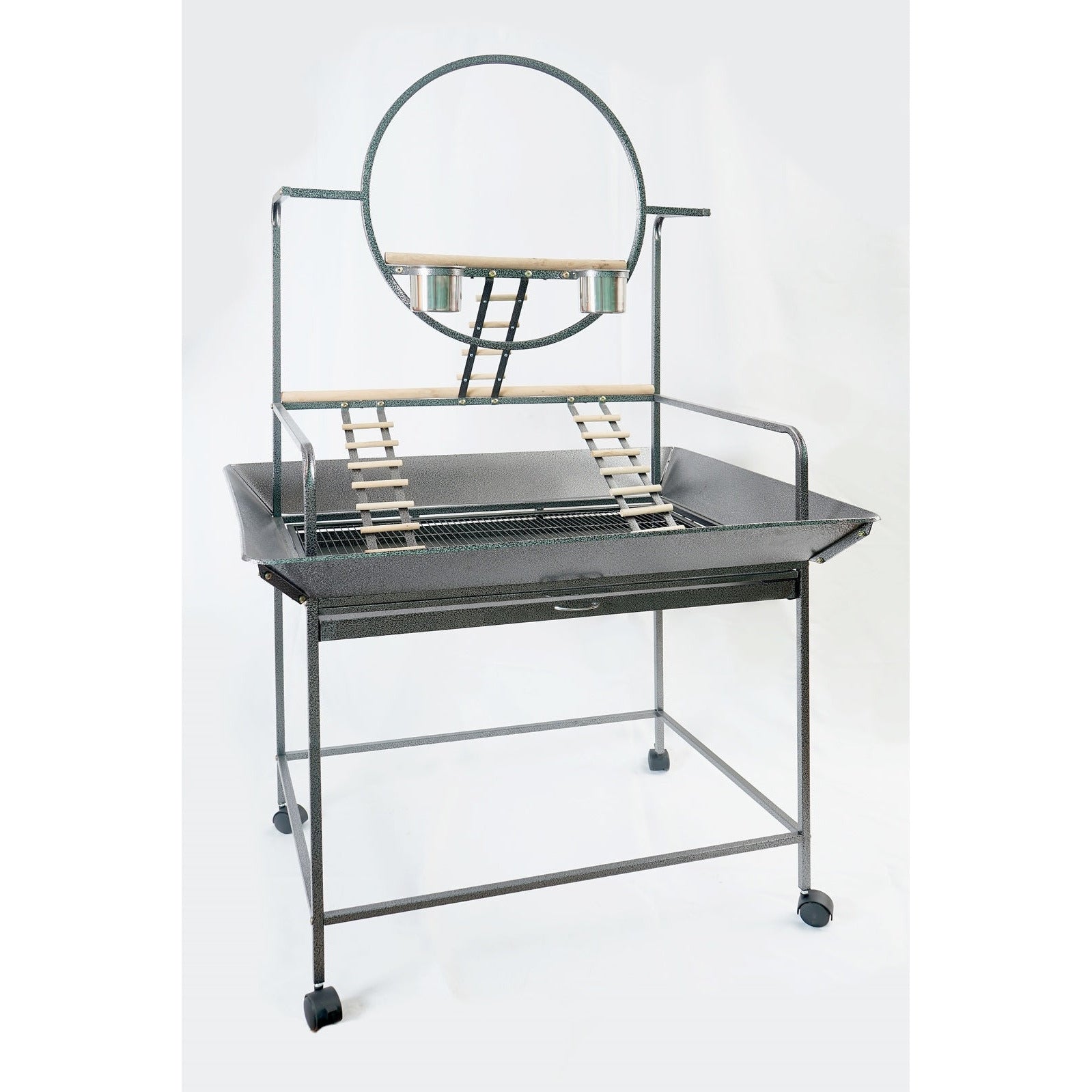 Large Bird Cage Parrot Playpen Gym Toy Stand With Ladder On Wheels