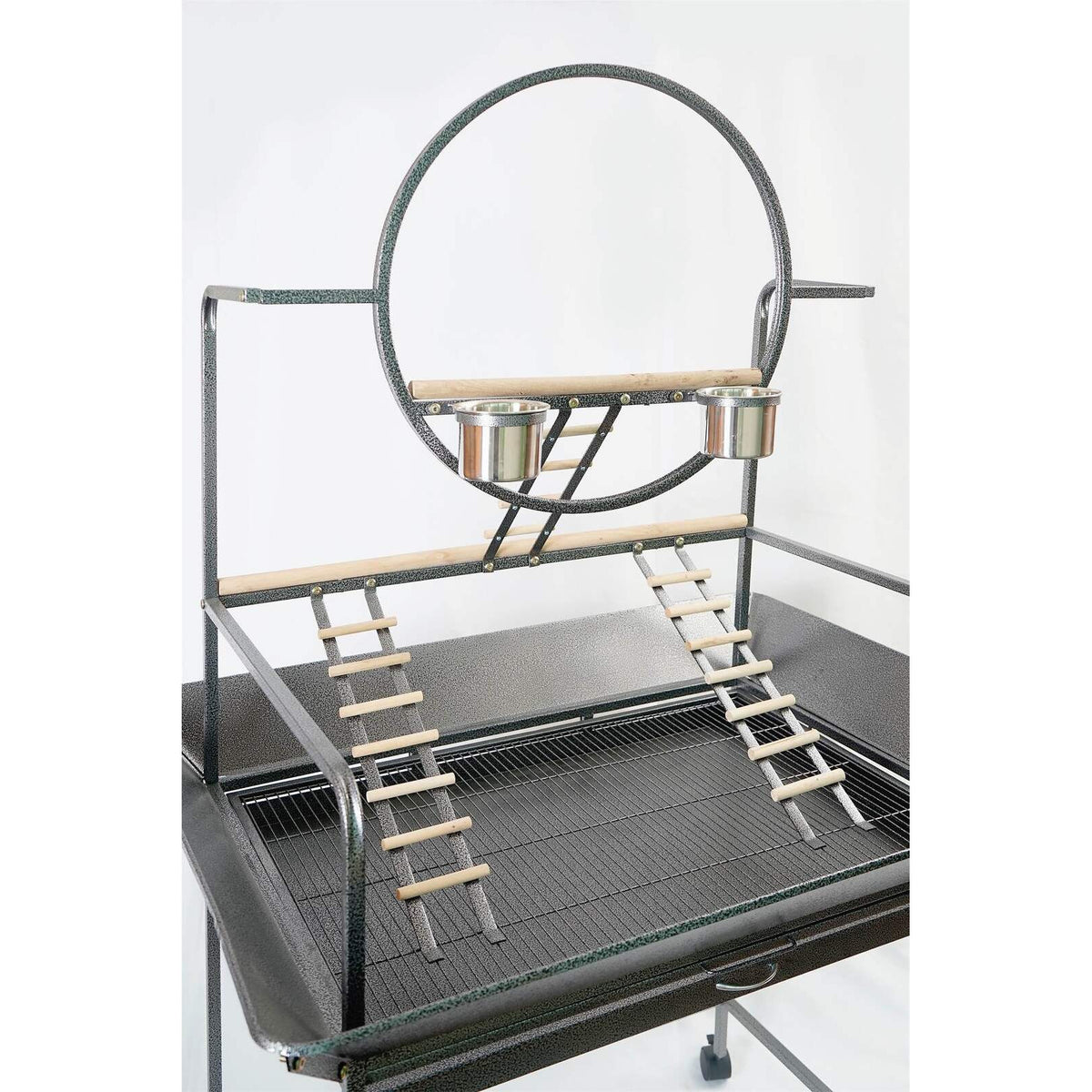 Large Bird Cage Parrot Playpen Gym Toy Stand With Ladder On Wheels