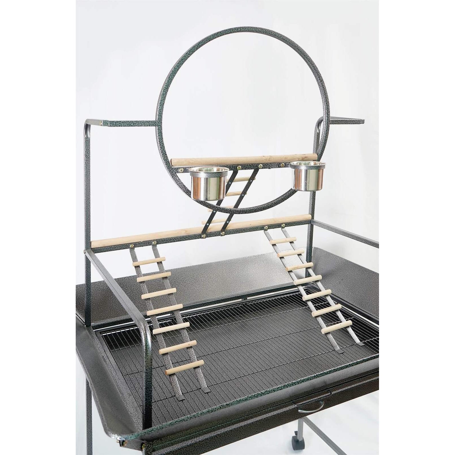 Large Bird Cage Parrot Playpen Gym Toy Stand With Ladder On Wheels