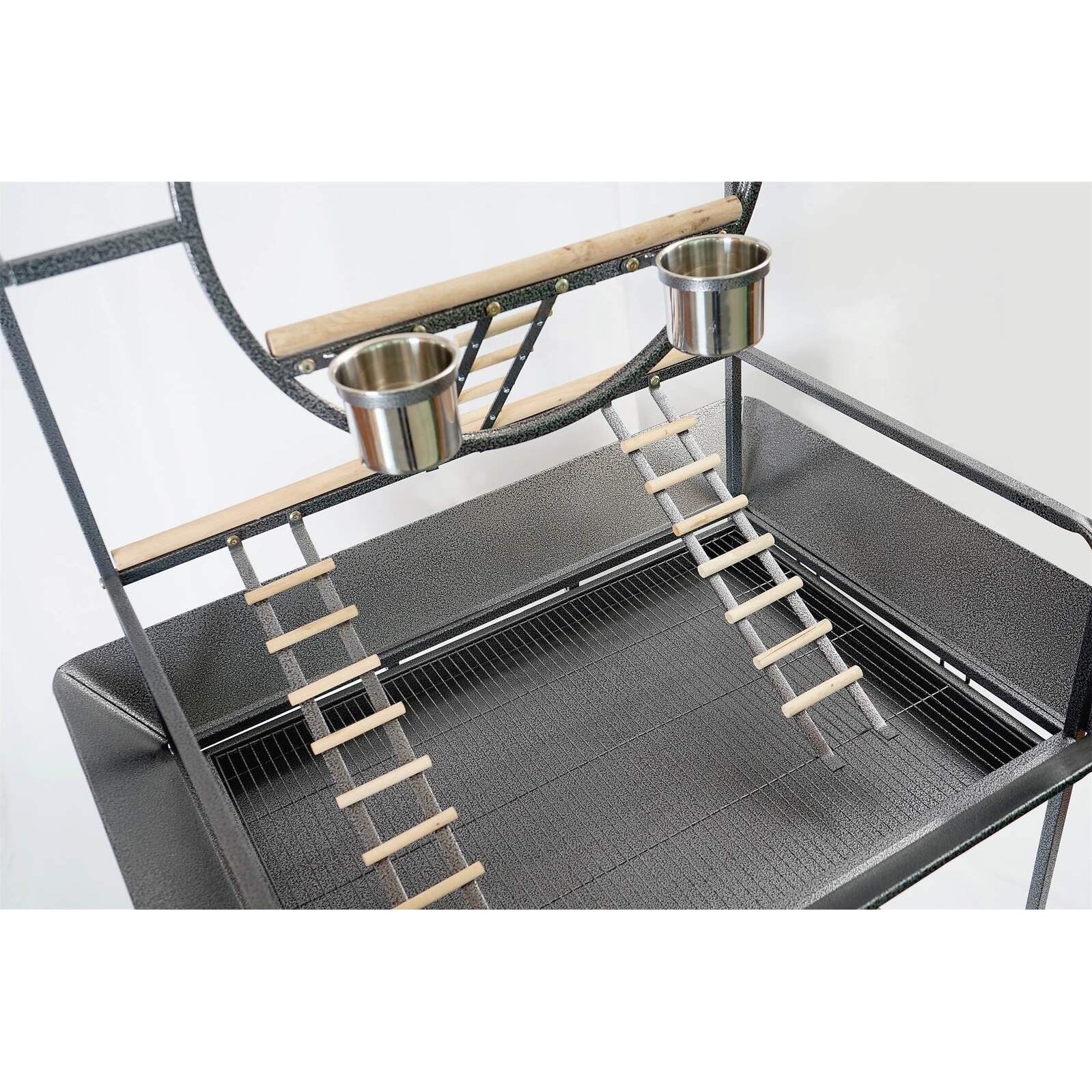 Large Bird Cage Parrot Playpen Gym Toy Stand With Ladder On Wheels