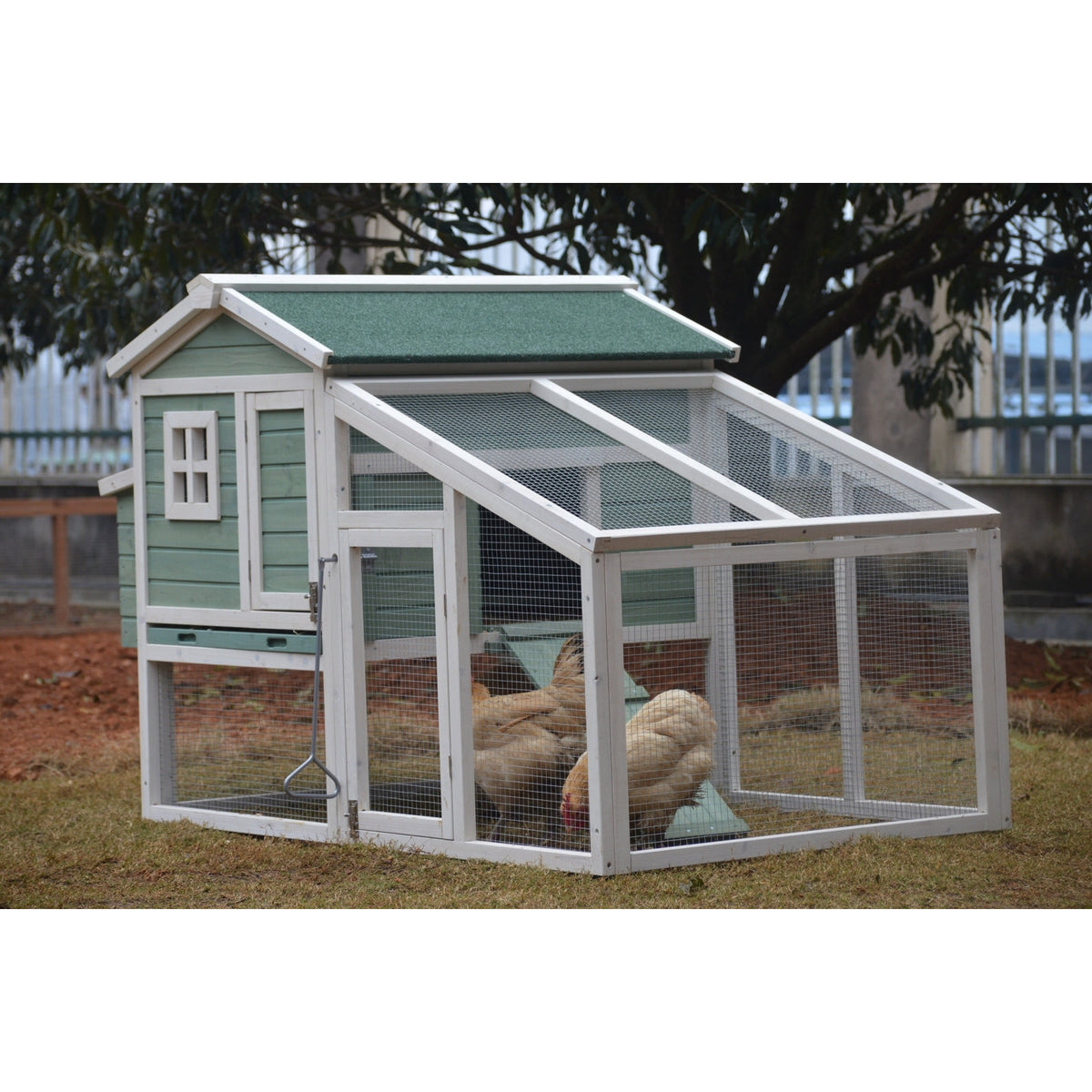 Green Large Chicken Coop Rabbit Hutch Ferret Guinea Pig Cage Hen Chook Cat Kitten House