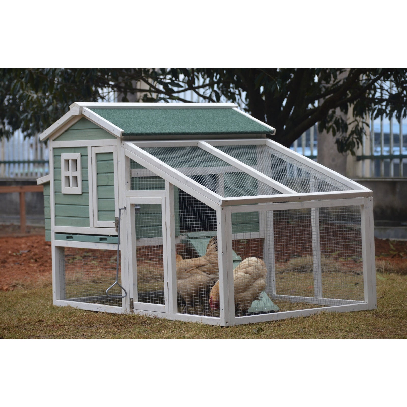 Green Large Chicken Coop Rabbit Hutch Ferret Guinea Pig Cage Hen Chook Cat Kitten House