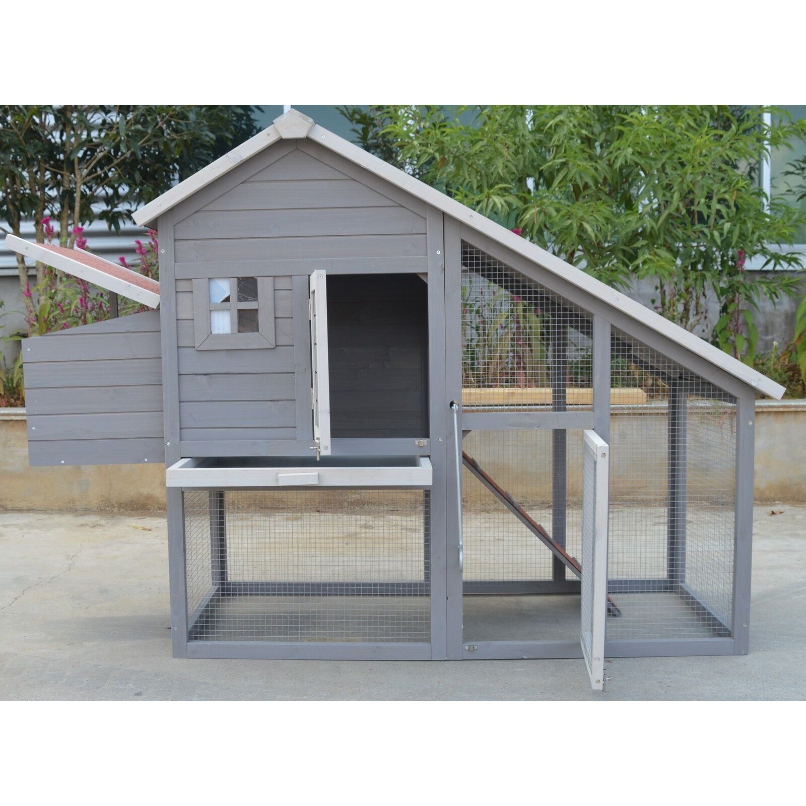 YES4PETS Grey Large Chicken Coop Rabbit Hutch Ferret Guinea Pig Cage Hen Chook Cat Kitten House