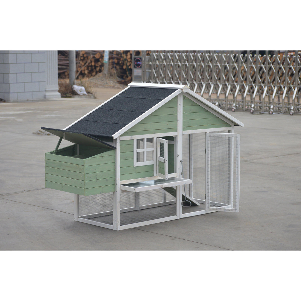 Green Large Chicken Coop Rabbit Hutch Ferret Cat Cage Hen Chook Cat Kitten House