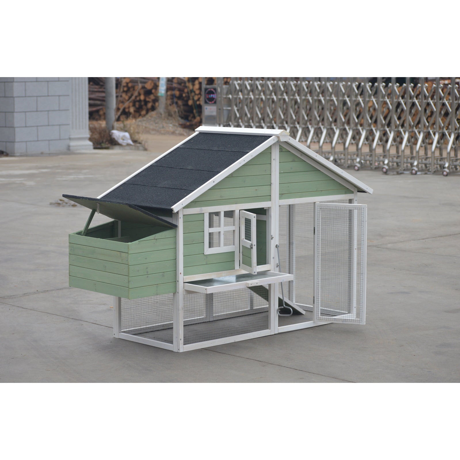 Green Large Chicken Coop Rabbit Hutch Ferret Cat Cage Hen Chook Cat Kitten House