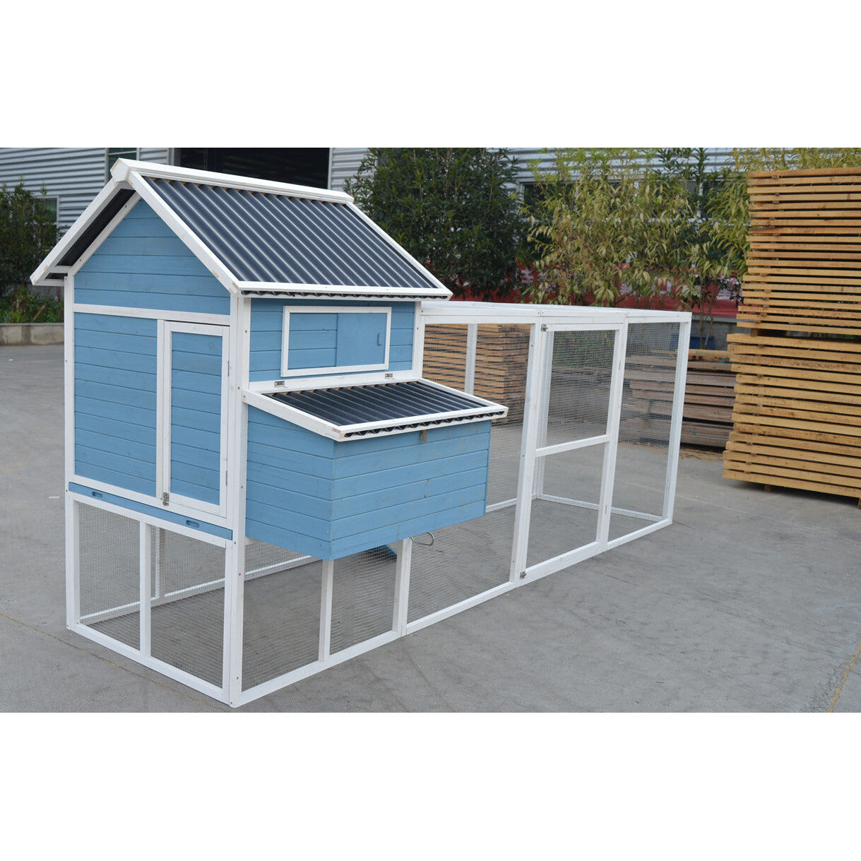 YES4PETS 371 cm Blue XXL Chicken Coop Rabbit Guinea Pig Hutch Ferret Hen Cat Kitten House