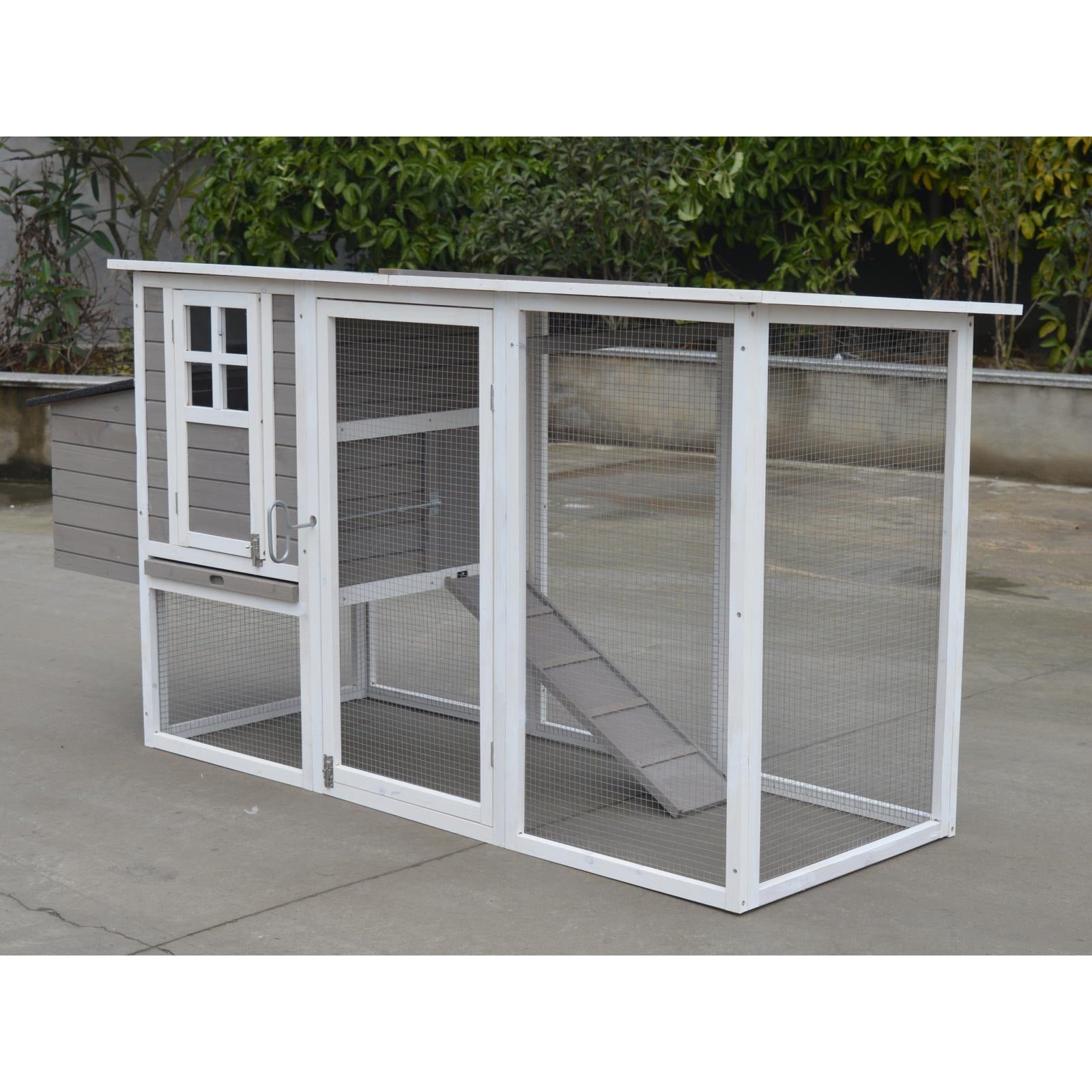 Large Chicken Coop Rabbit Hutch Cat Ferret Cage Hen Chook House Grey