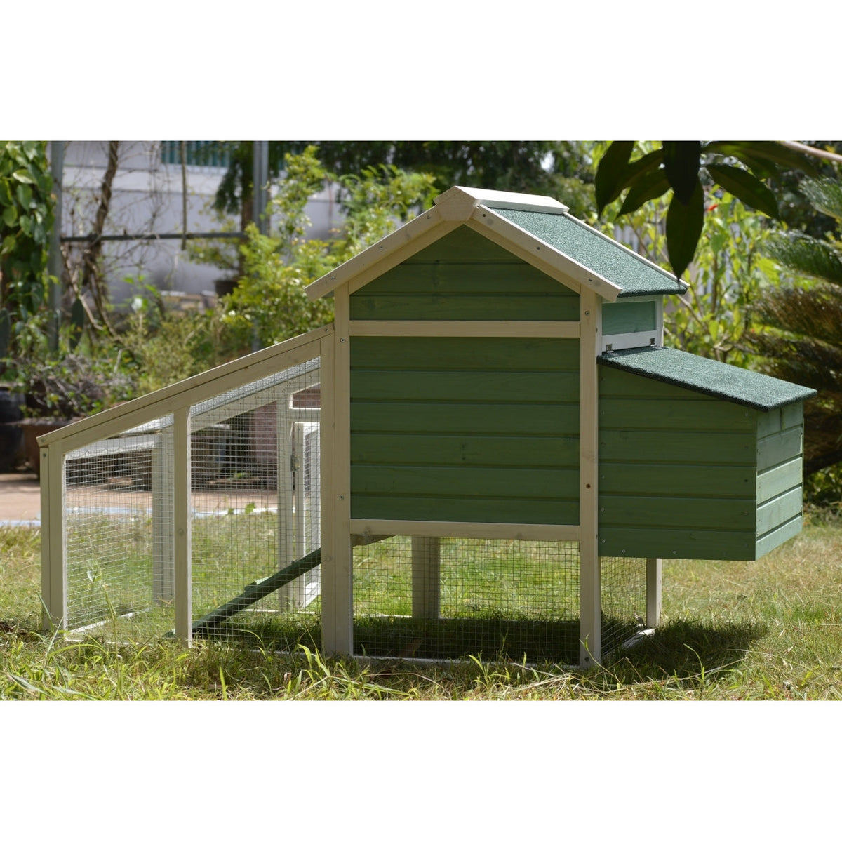 Green Small Chicken coop with nesting box for 2 Chickens / Rabbit Hutch