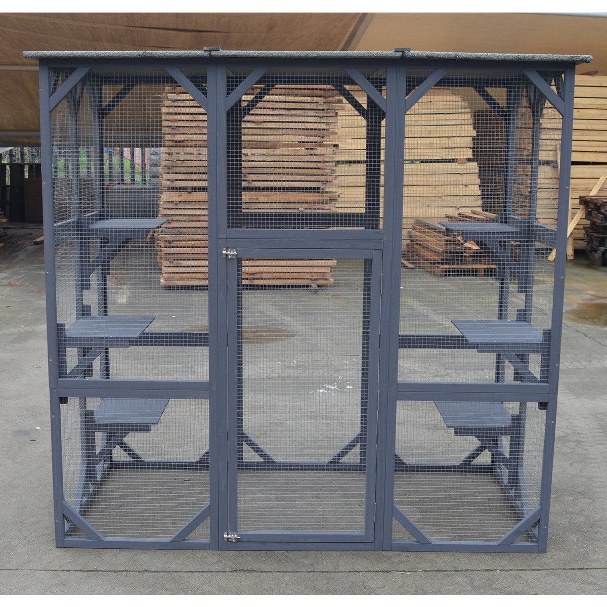 XXL Pet Cat Bird Shelter Condo with Escape Door Wooden Kitten Cage House