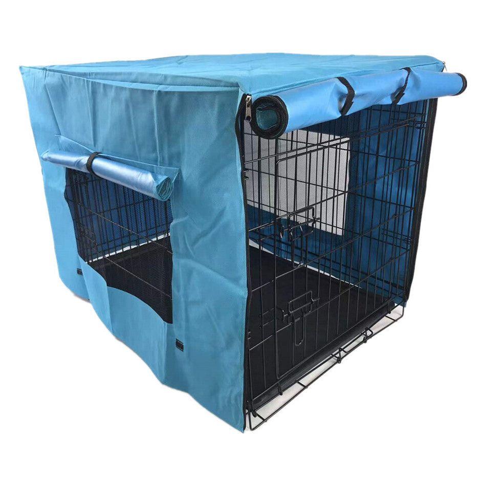 YES4PETS 24' Dog Cat Rabbit Collapsible Crate Pet Cage Canvas Cover Blue