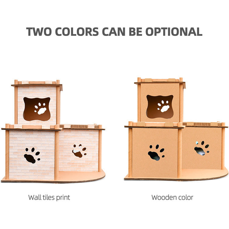Cat Cardboard House Tower Condo Scratcher Pet Post Pad Mat Furniture