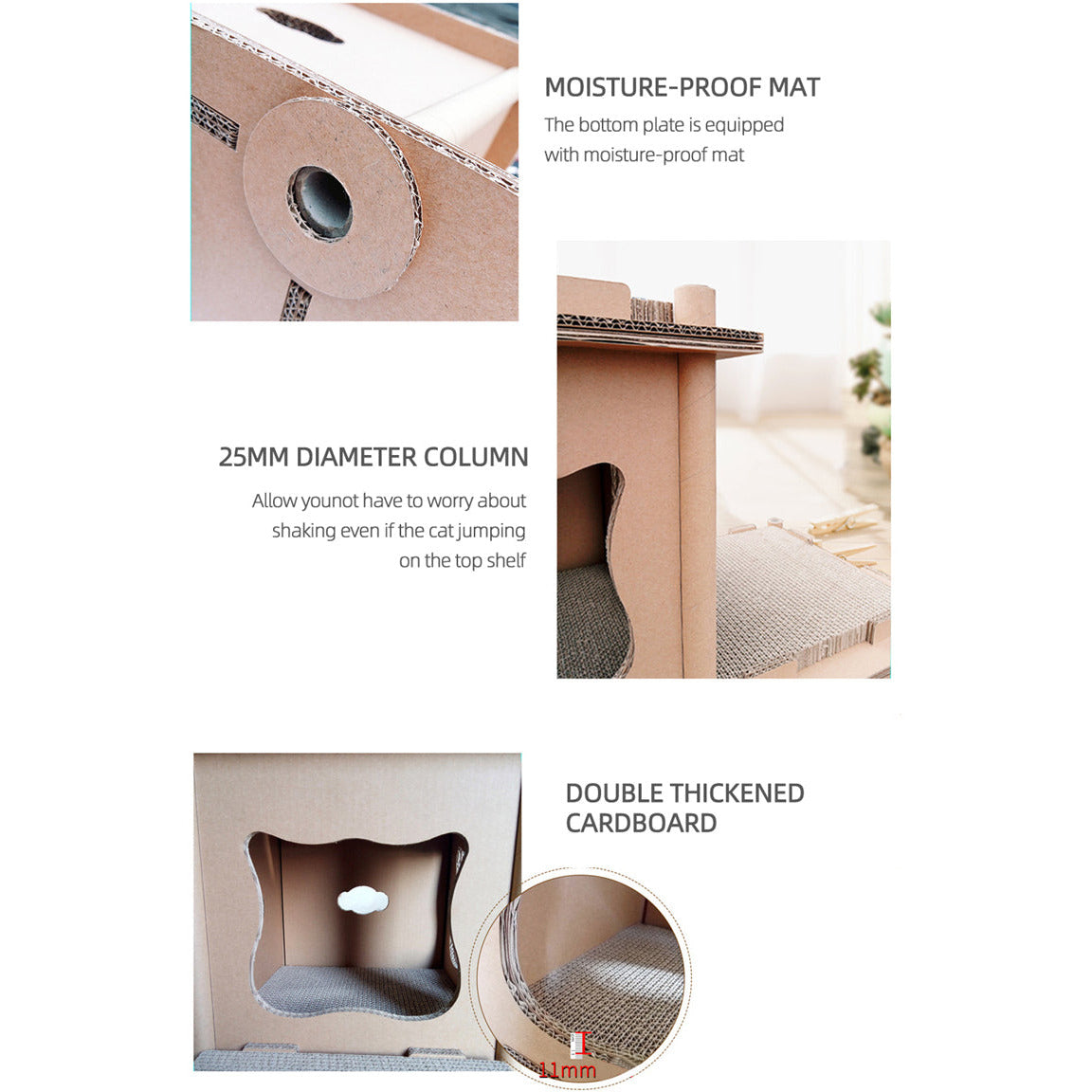 Cat Cardboard House Tower Condo Scratcher Pet Post Pad Mat Furniture
