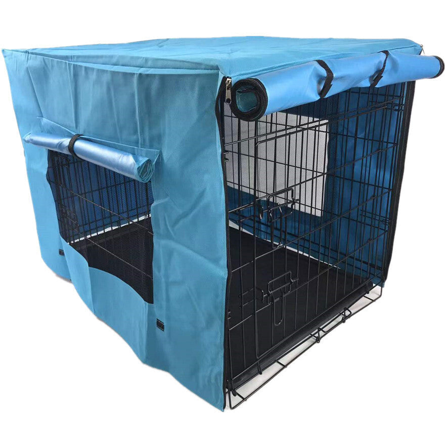 YES4PETS 24&#39; Portable Foldable Dog Cat Rabbit Collapsible Crate Pet Cage with Blue Cover