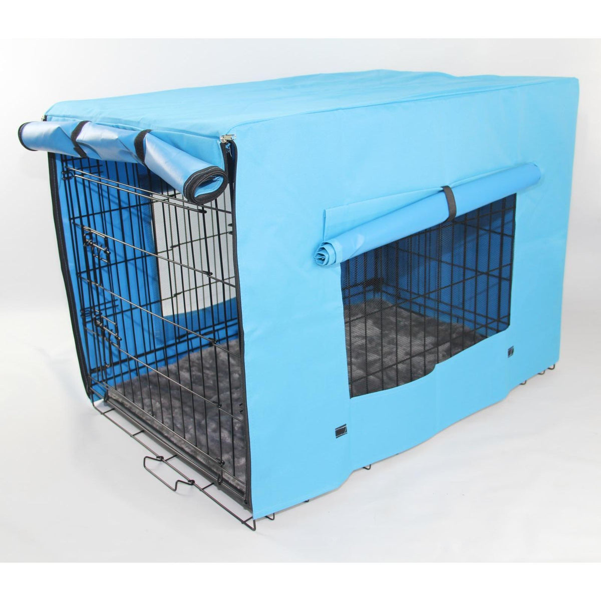 30&#39; Portable Foldable Dog Cat Rabbit Collapsible Crate Pet Cage with Blue Cover Mat