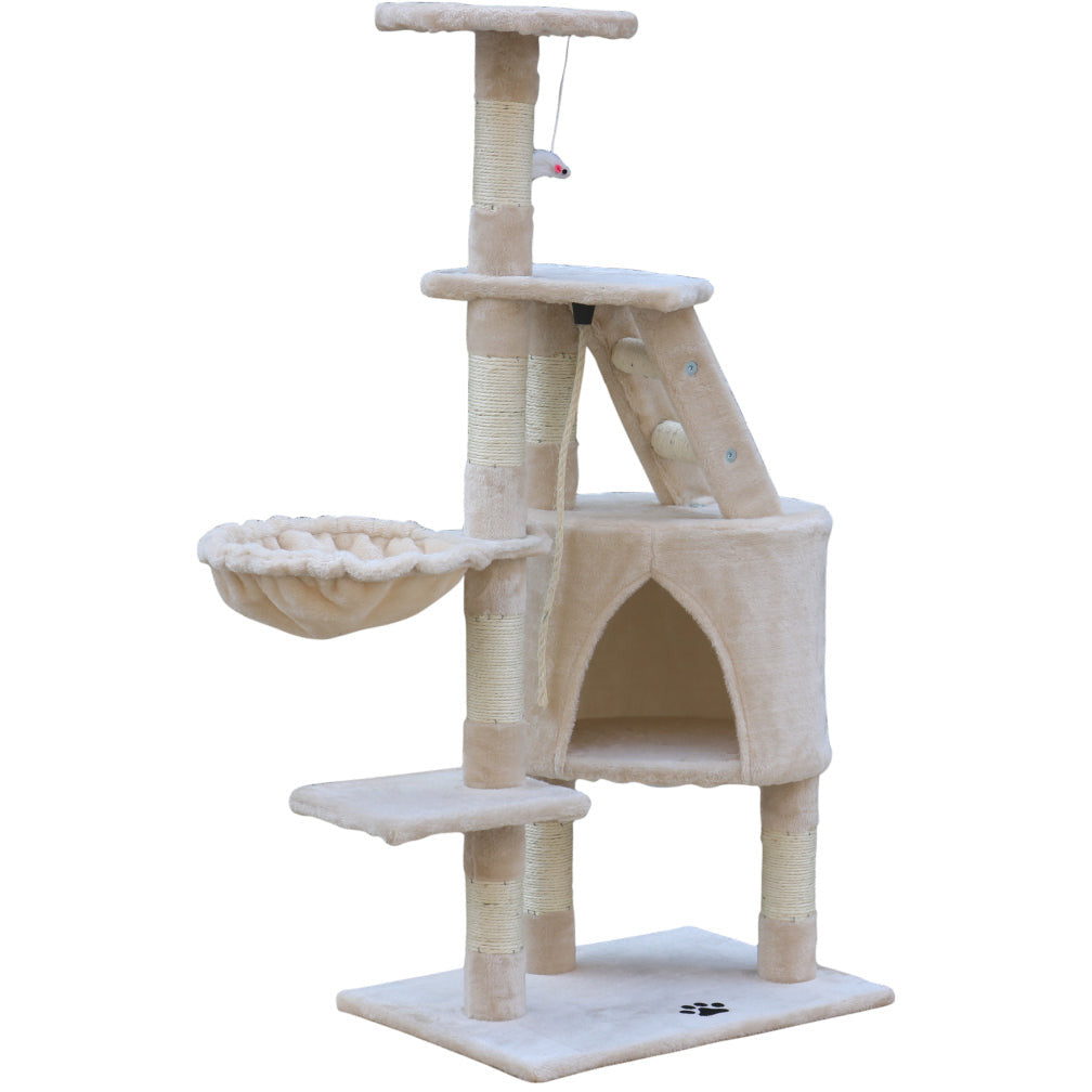 120 cm Multi level Cat Kitten Scratching Post Tree-Beige