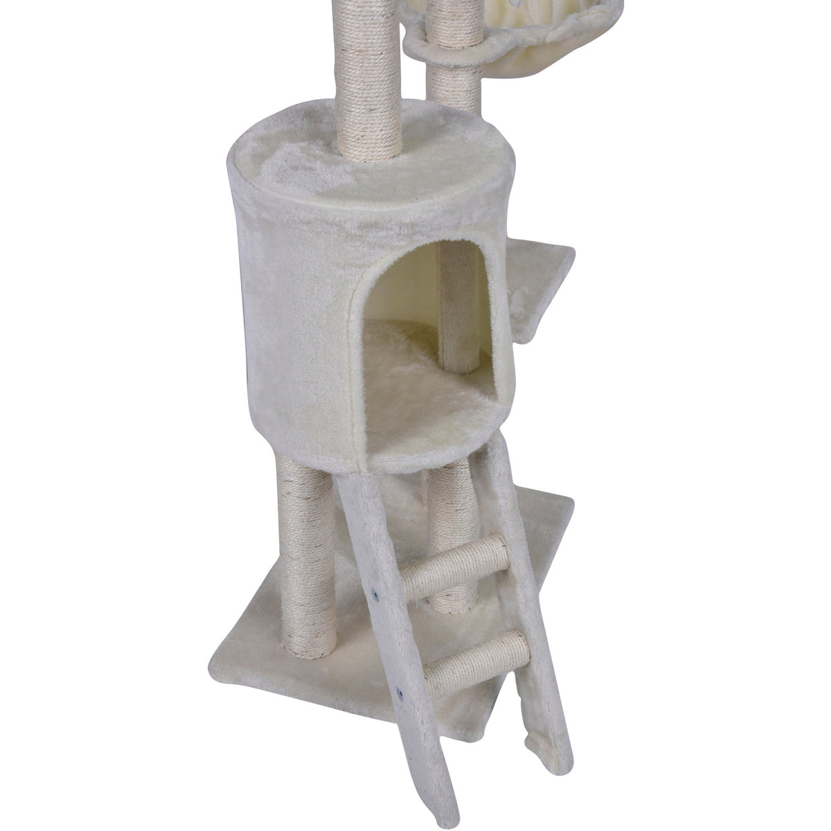 138cm Cat Scratching Post Tree Post House Tower with Ladder-Beige