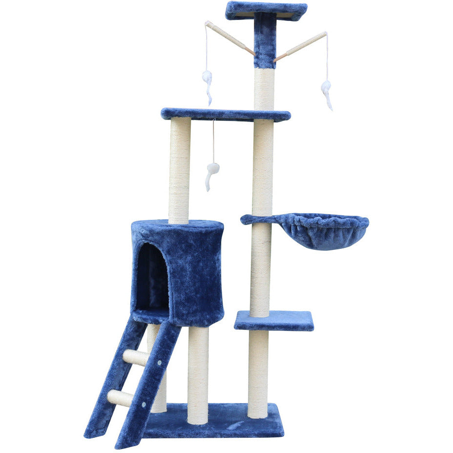 138cm Cat Scratching Post Tree Post House Tower with Ladder-Blue