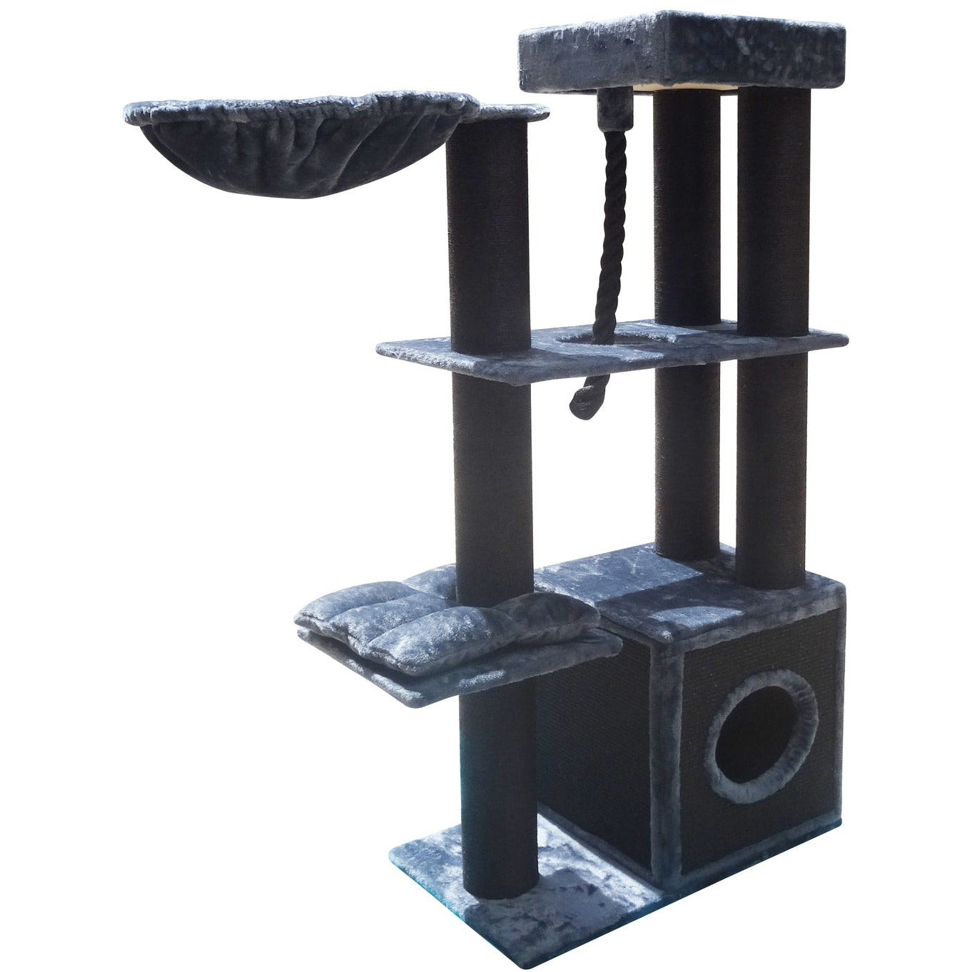 160 cm XL Multi Level Cat Scratching Post Tree Scratcher 14cm Thick Pole- Grey