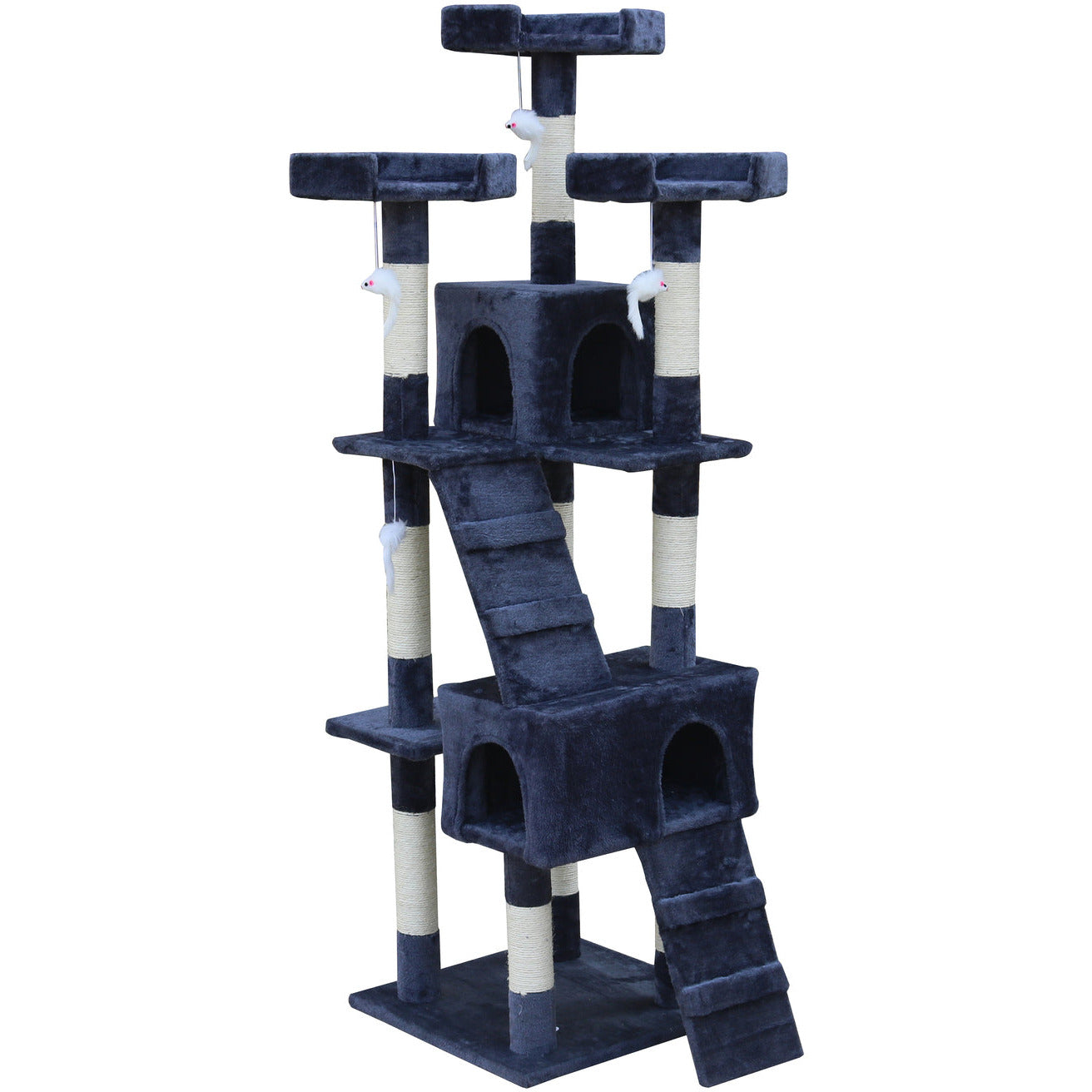 170cm Cat Scratching Post Tree Post House Tower with Ladder Furniture Grey