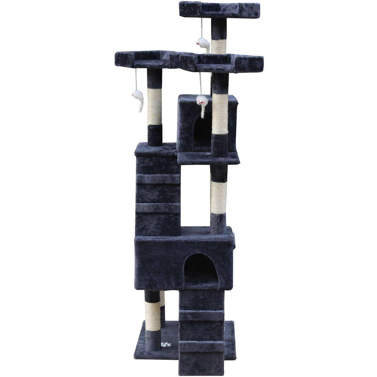 170cm Cat Scratching Post Tree Post House Tower with Ladder Furniture Grey