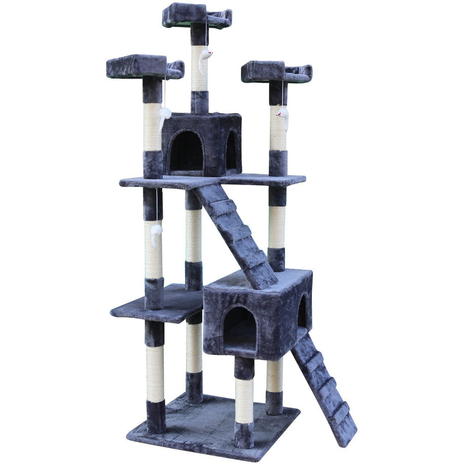 180 cm Cat Kitten Scratching Post Tree W ladder-Grey