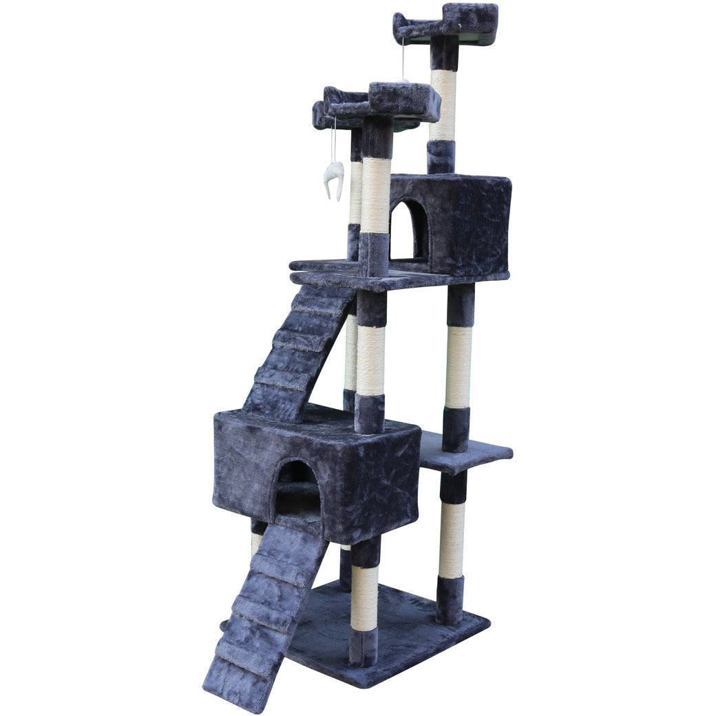 180 cm Cat Kitten Scratching Post Tree W ladder-Grey