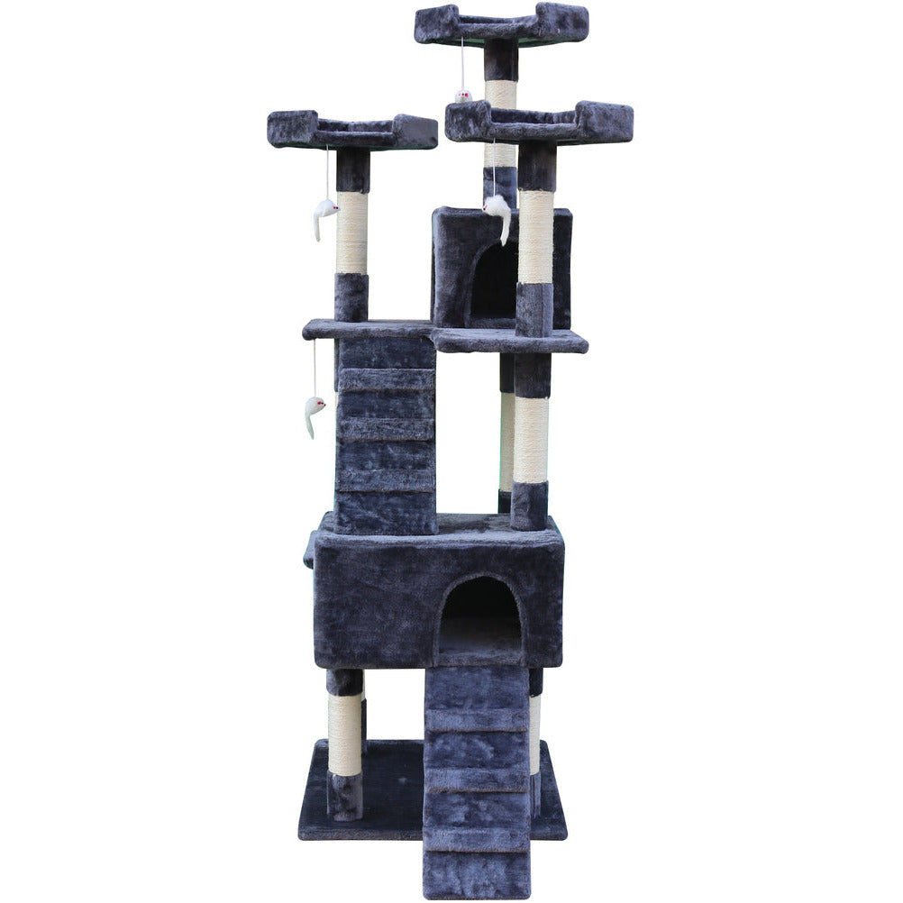 180 cm Cat Kitten Scratching Post Tree W ladder-Grey