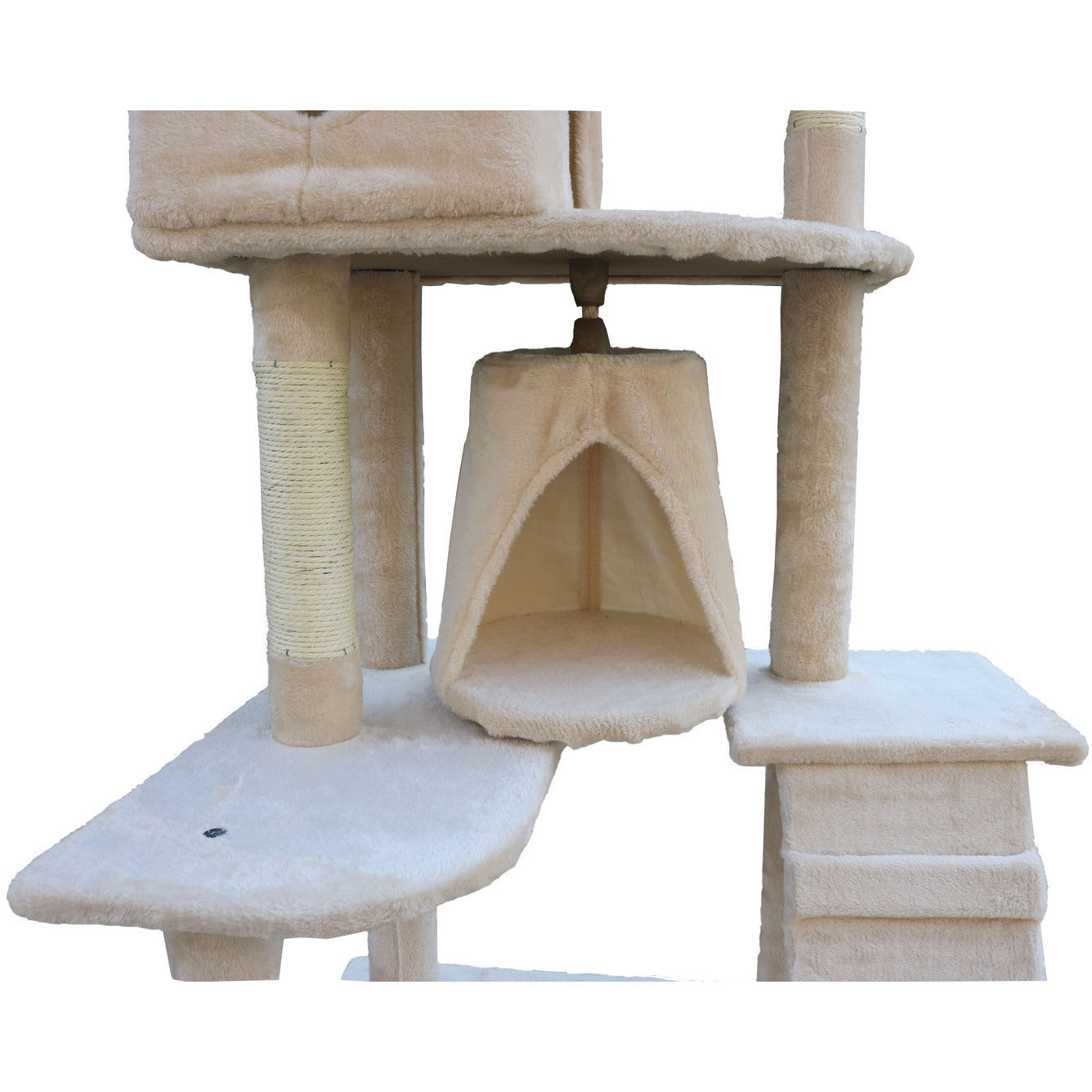 193cm Cat Scratching Tree Post Sisal Pole Scratching Post Scratcher Tower Condo Beige