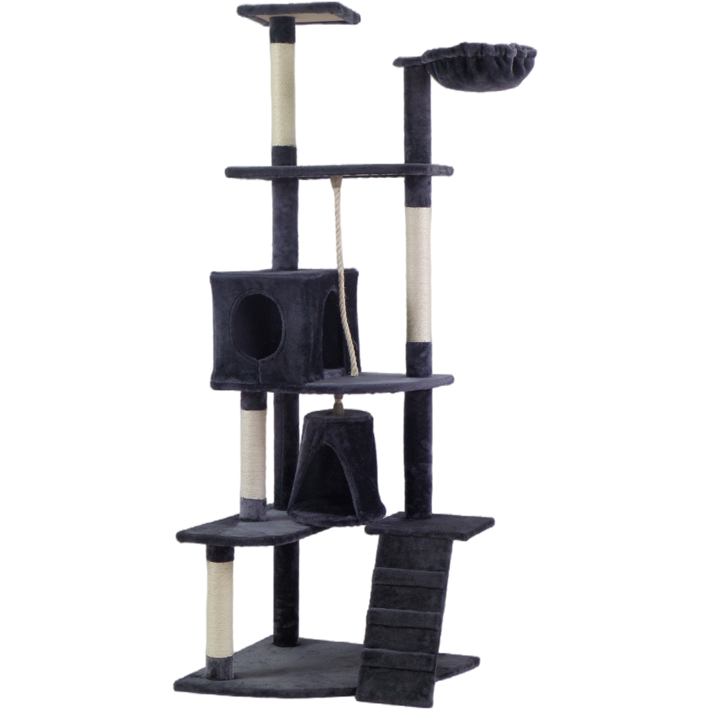 193cm Cat Scratching Tree Post Sisal Pole Scratching Post Scratcher Tower Condo Grey