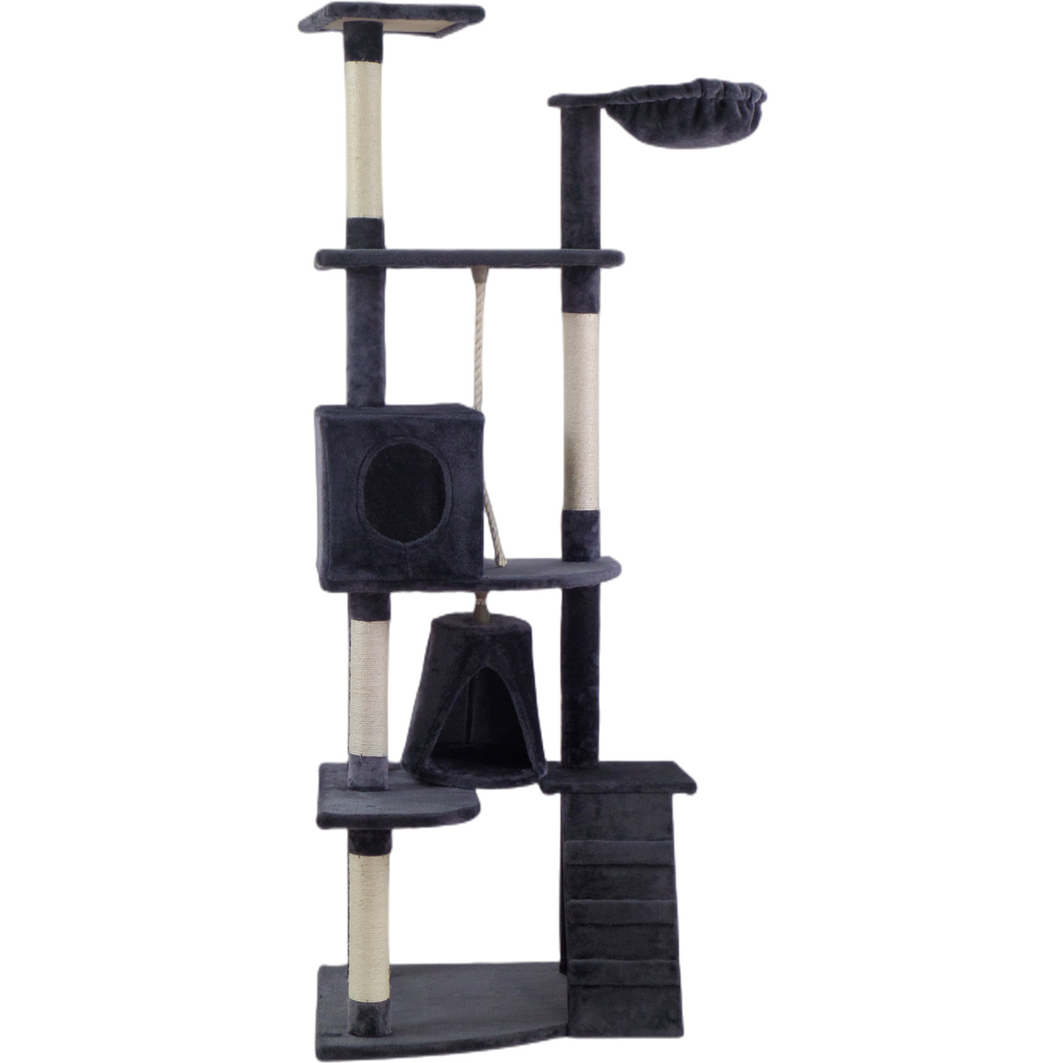 193cm Cat Scratching Tree Post Sisal Pole Scratching Post Scratcher Tower Condo Grey