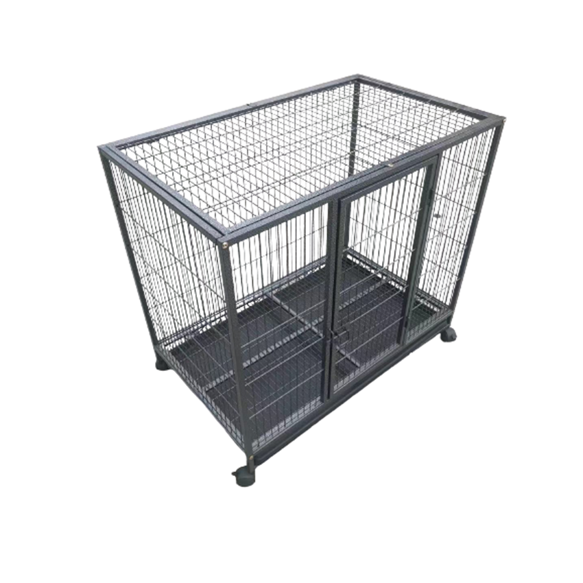 YES4PETS Medium Pet Dog Cat Cage Metal Rabbit Crate Carrier Kennel Wheel &amp; Tray