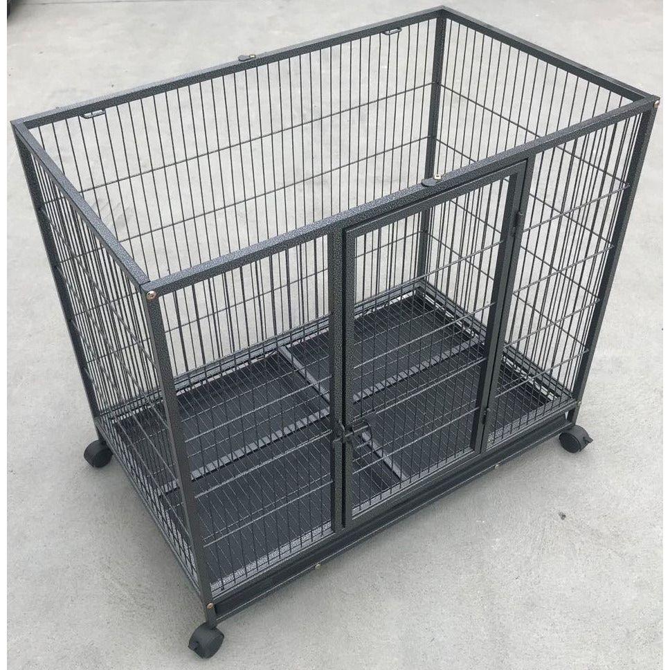 YES4PETS Medium Pet Dog Cat Cage Metal Rabbit Crate Carrier Kennel Wheel & Tray