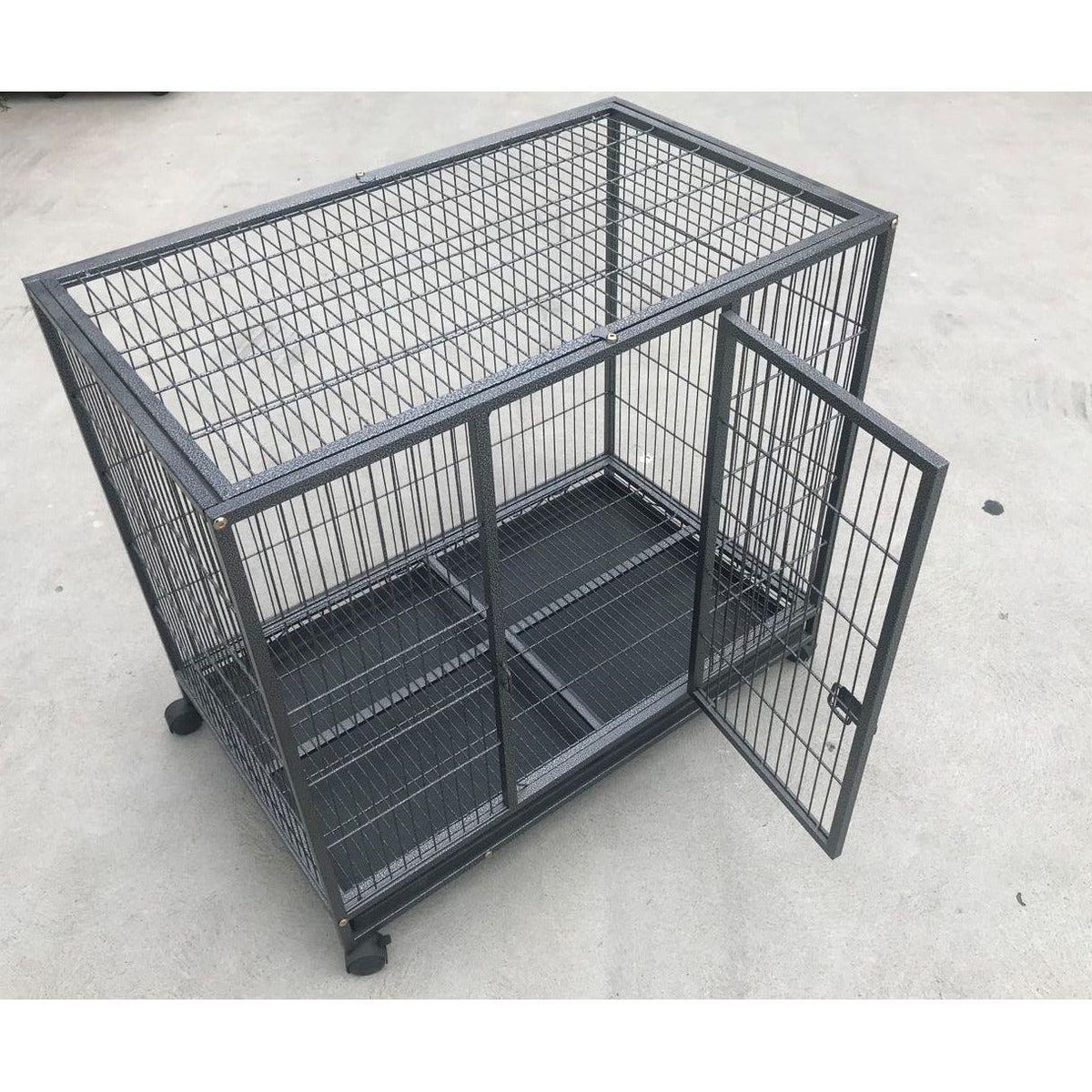 YES4PETS Medium Pet Dog Cat Cage Metal Rabbit Crate Carrier Kennel Wheel & Tray