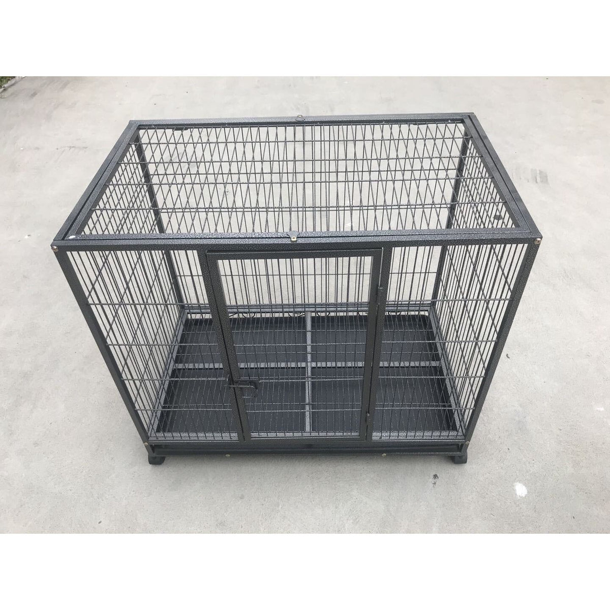 YES4PETS Medium Pet Dog Cat Cage Metal Rabbit Crate Carrier Kennel Wheel & Tray