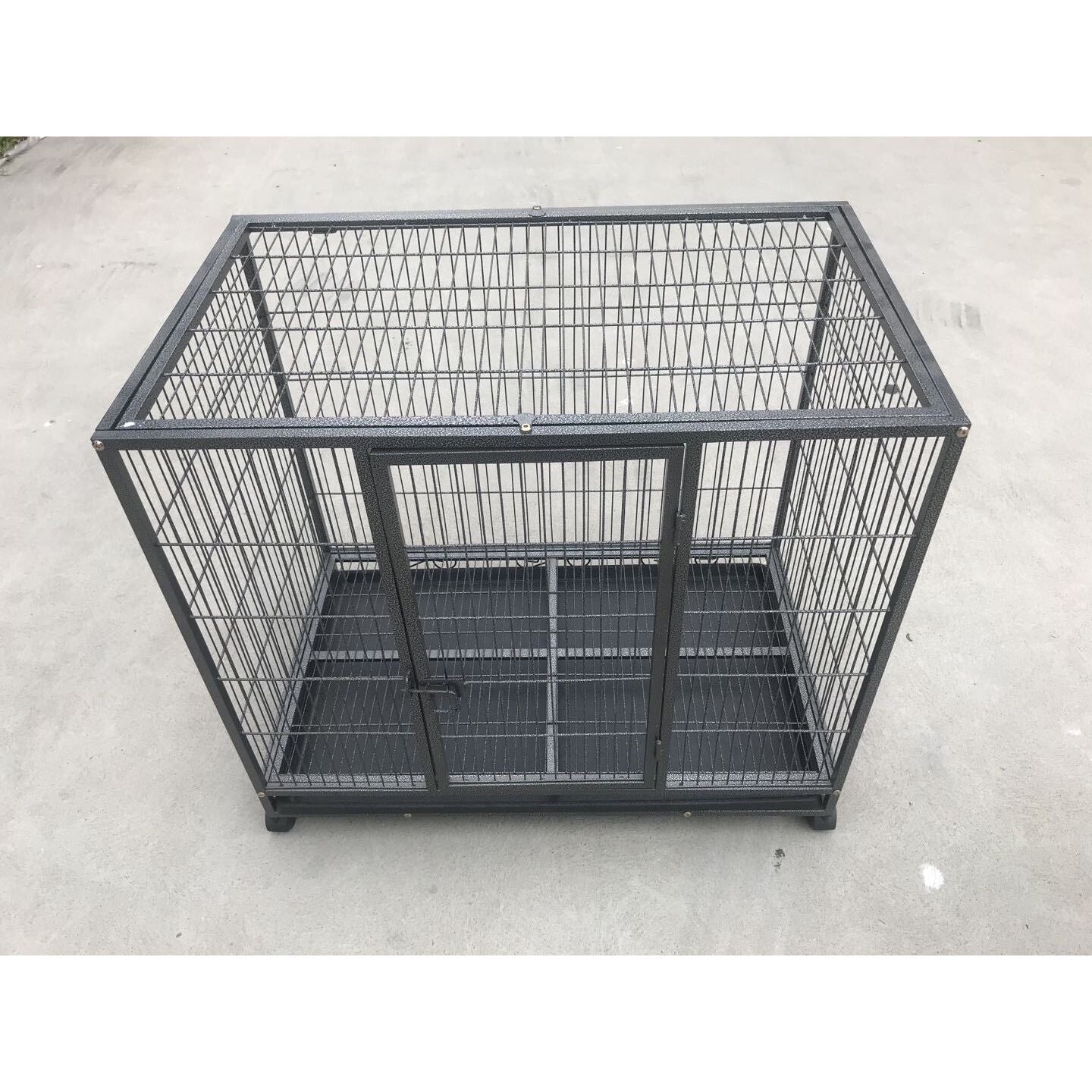 YES4PETS Medium Pet Dog Cat Cage Metal Rabbit Crate Carrier Kennel Wheel & Tray