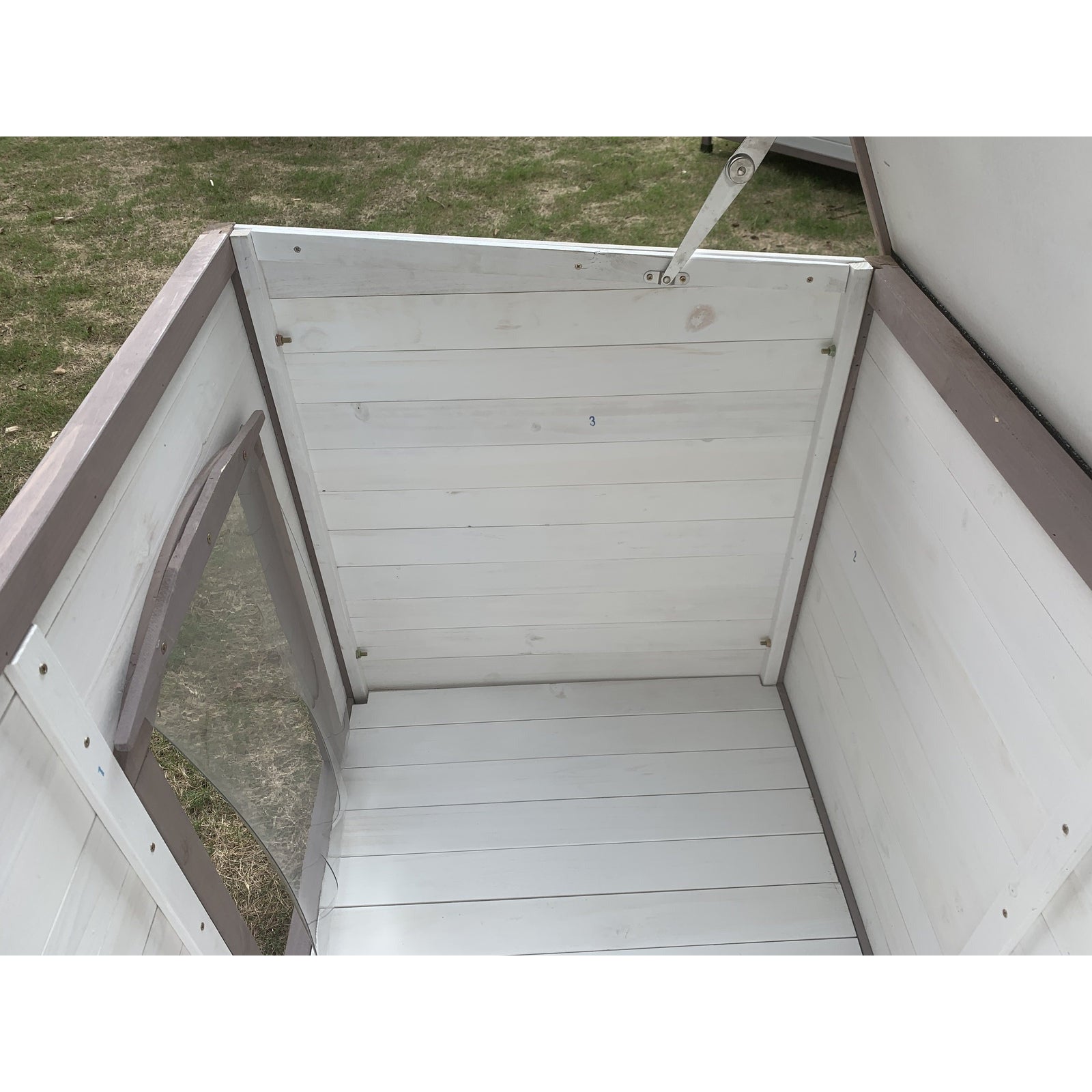 YES4PETS XL Timber Pet Dog Kennel House Puppy Wooden Timber Cabin With Stripe White