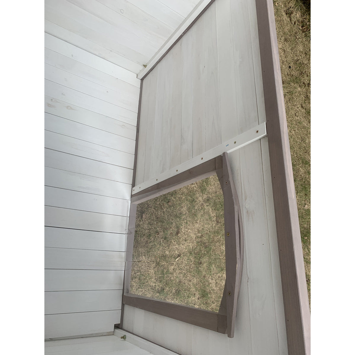 YES4PETS XL Timber Pet Dog Kennel House Puppy Wooden Timber Cabin With Stripe White