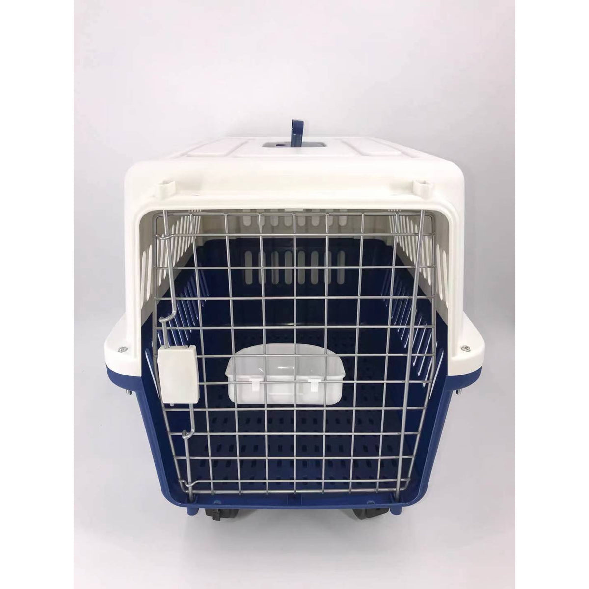 Navy XXL Dog Puppy Cat Crate Pet Carrier Cage W Tray, Bowl & Removable Wheels