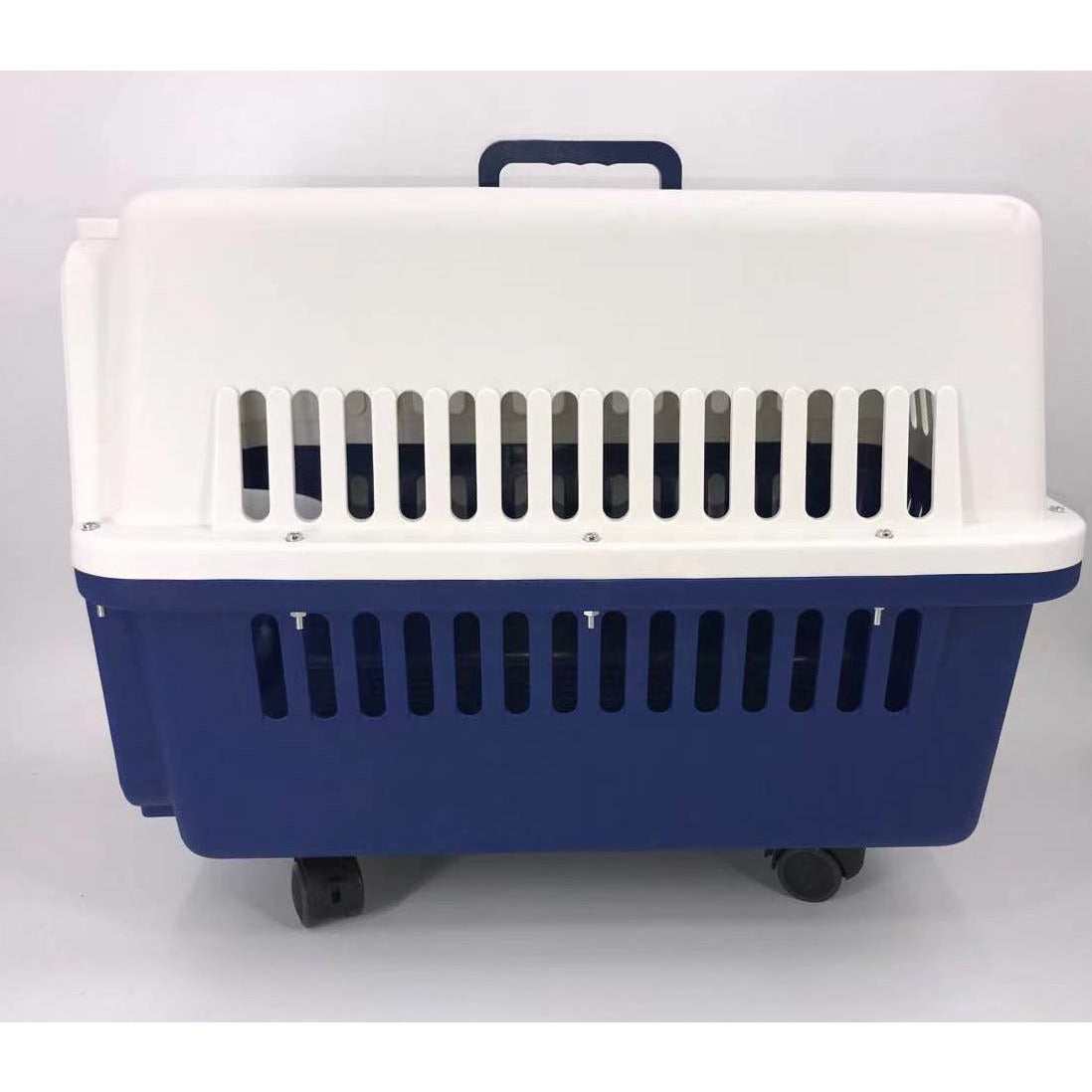 Navy XXL Dog Puppy Cat Crate Pet Carrier Cage W Tray, Bowl & Removable Wheels