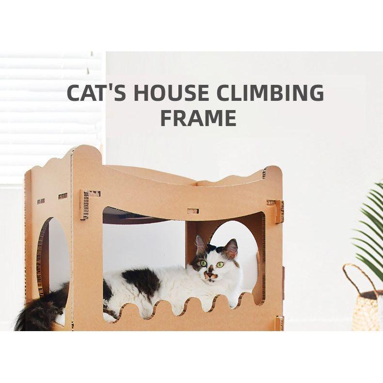 YES4PETS Cat Cardboard House Tower Condo Scratcher Pet Post Furniture Double Storey