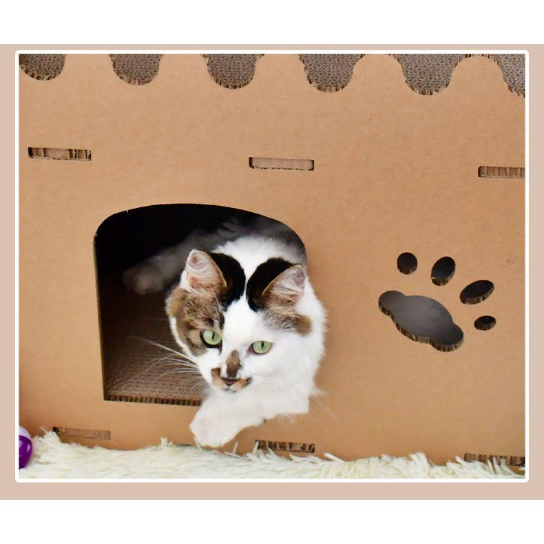 YES4PETS Cat Cardboard House Tower Condo Scratcher Pet Post Furniture Double Storey