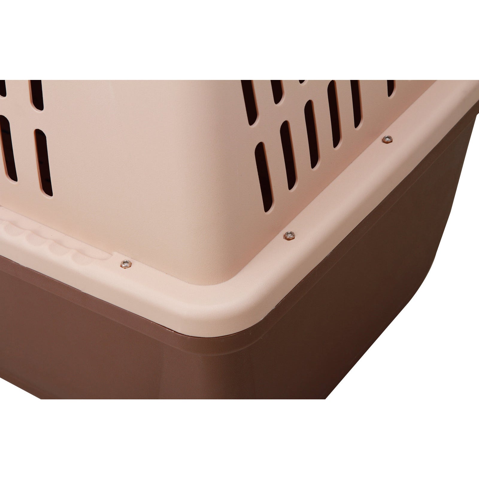 Large Plastic Kennels Pet Carrier Dog Cat Cage Crate With Handle and Wheel Brown