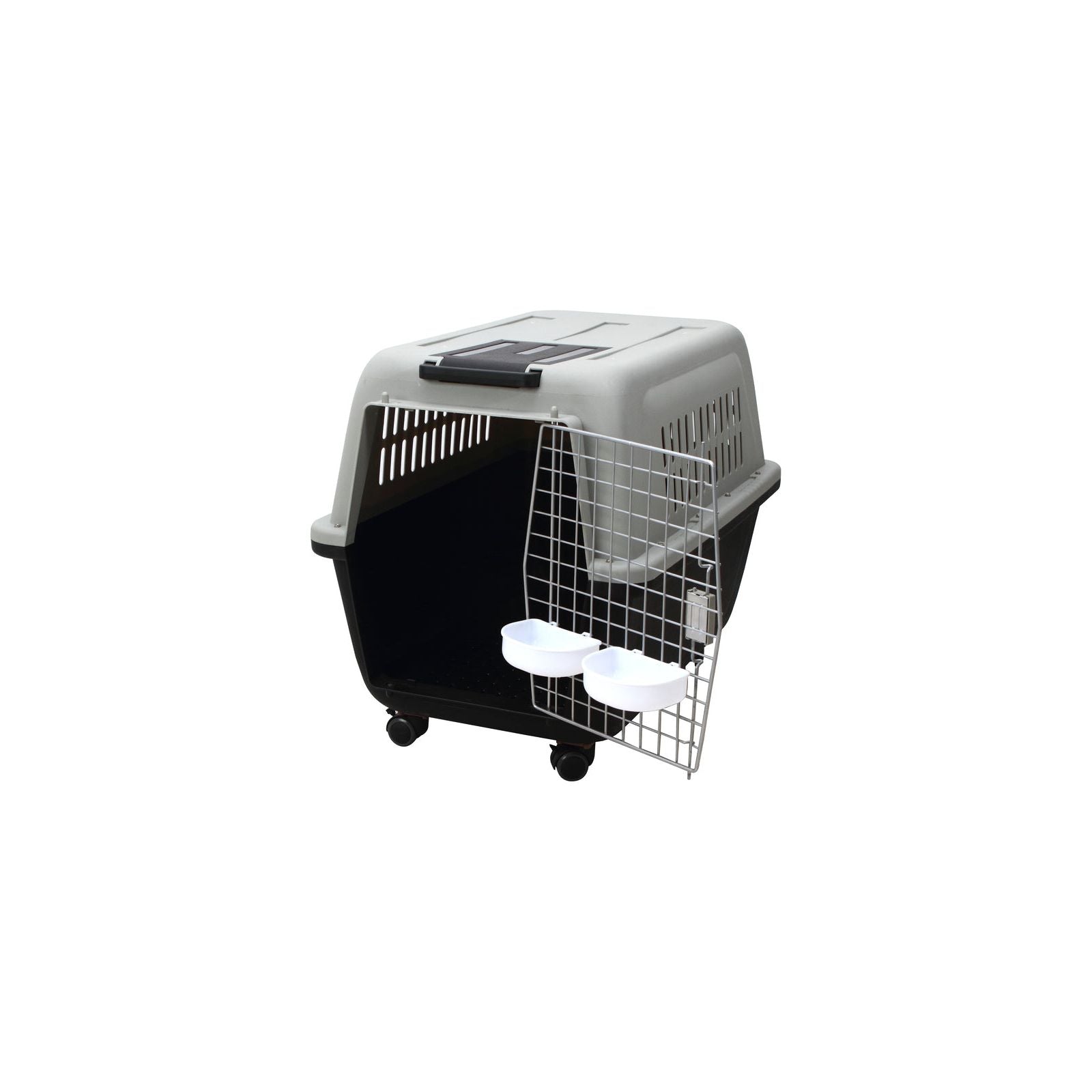 YES4PETS XL Plastic Kennels Pet Carrier Dog Cat Cage Crate With Handle and Removable Wheel Black