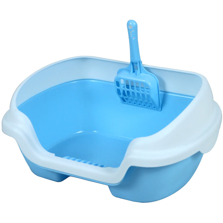 Small Portable Cat Rabbit Toilet Litter Box Tray with Scoop Blue