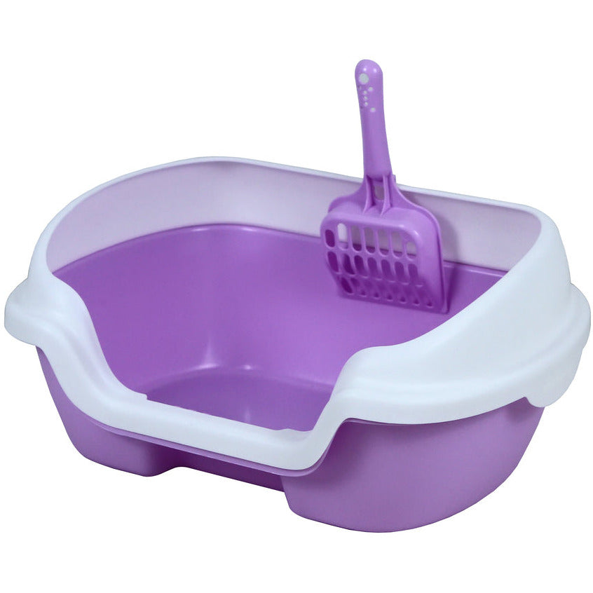 Small Portable Cat Kitten Rabbit Toilet Litter Box Tray with Scoop Purple