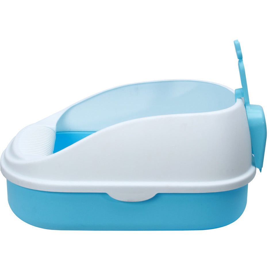 Medium Portable Cat Toilet Litter Box Tray with Scoop Blue